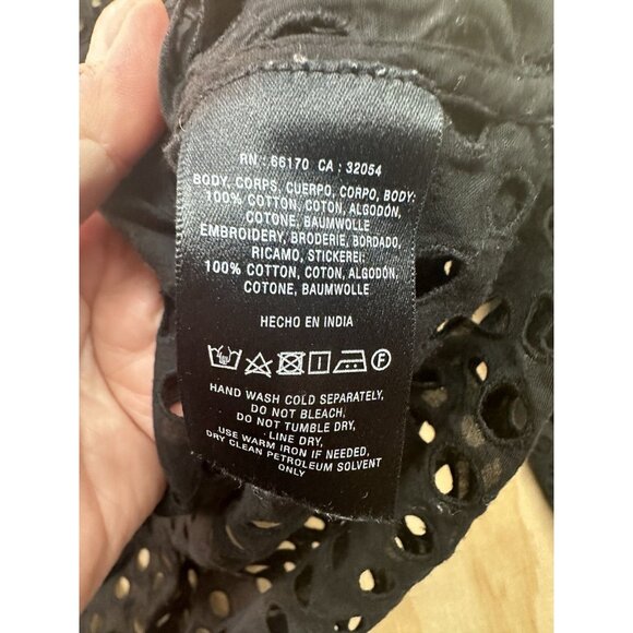 Anthropologie Ne Quittez Pas Eyelet Top Sz M Black Beachy Resort Whimsical Goth - Picture 3 of 6